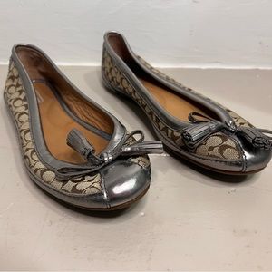 Coach Sophia Womens Size 8 Bronze Gold Metallic Tassel Ballet Flats‎